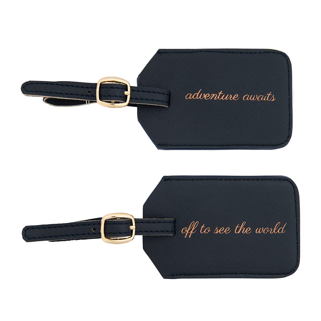 2PC Navy & Rose Gold Luggage Tags