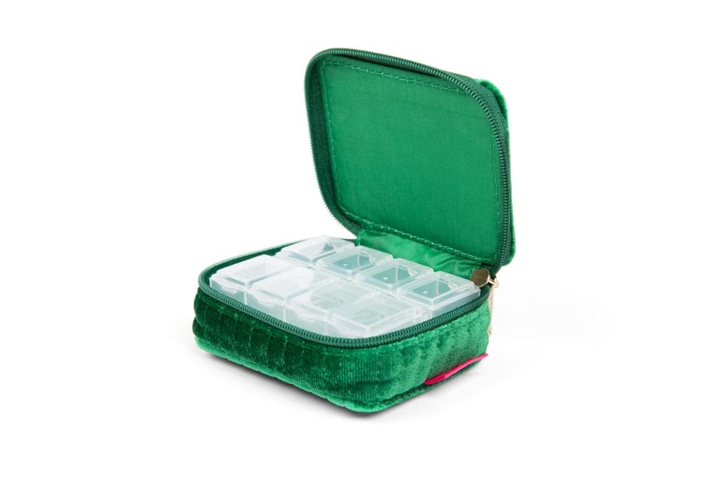 Green Quilted Pill Case - Green Velvet