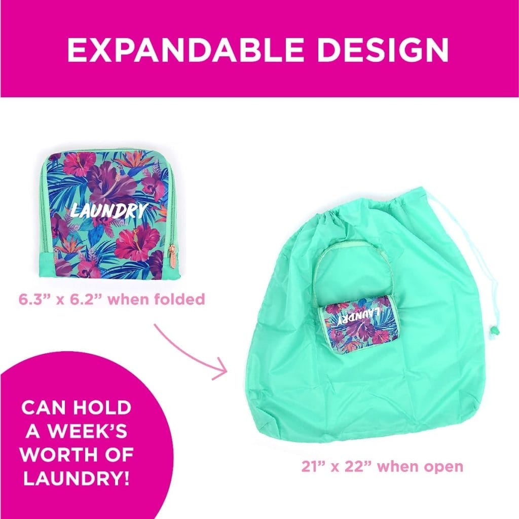 Mint Hibiscus Laundry Bag
