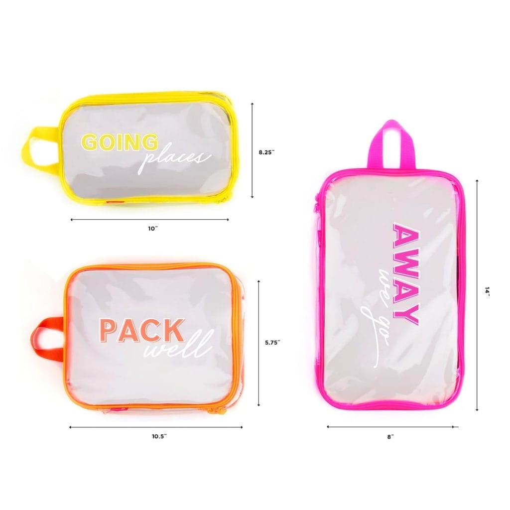 3PC Neon Clear Packing Cubes