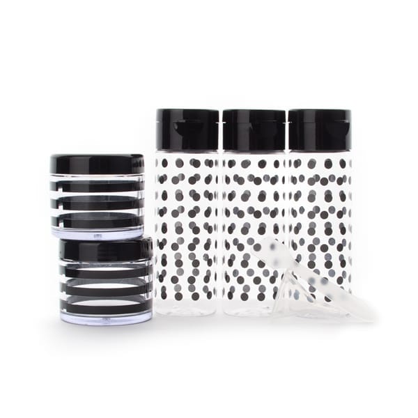 9PC Black Cylinder Travel Bottle Set