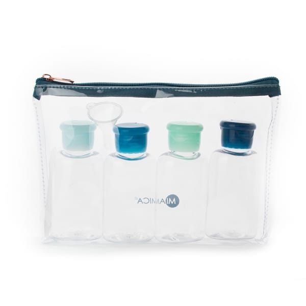 8PC Blue Flip Top Travel Bottle Set