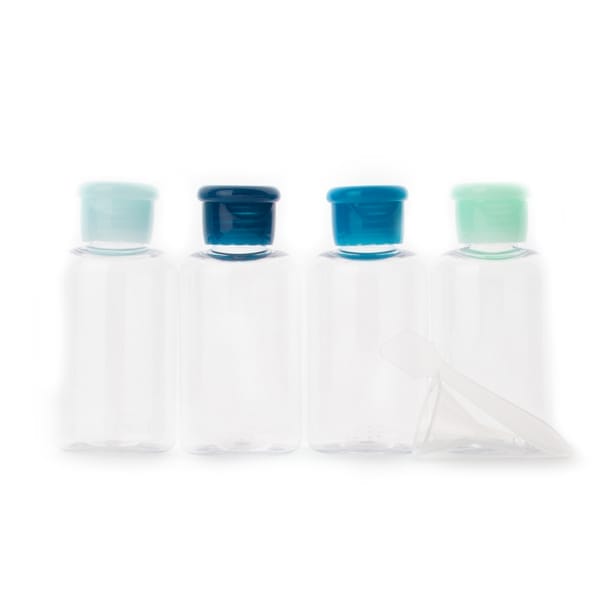 8PC Blue Flip Top Travel Bottle Set