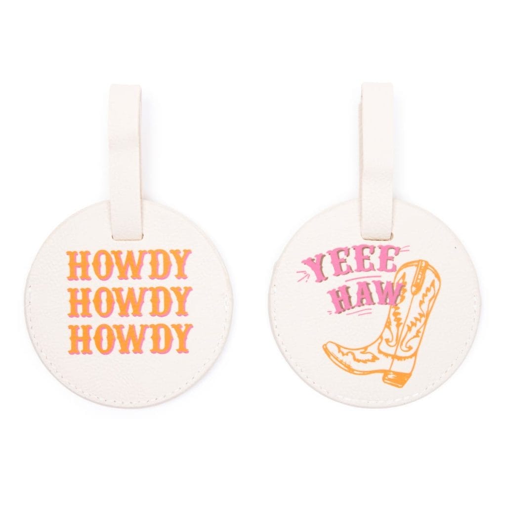 2PC Cream Round Luggage Tags - Go West