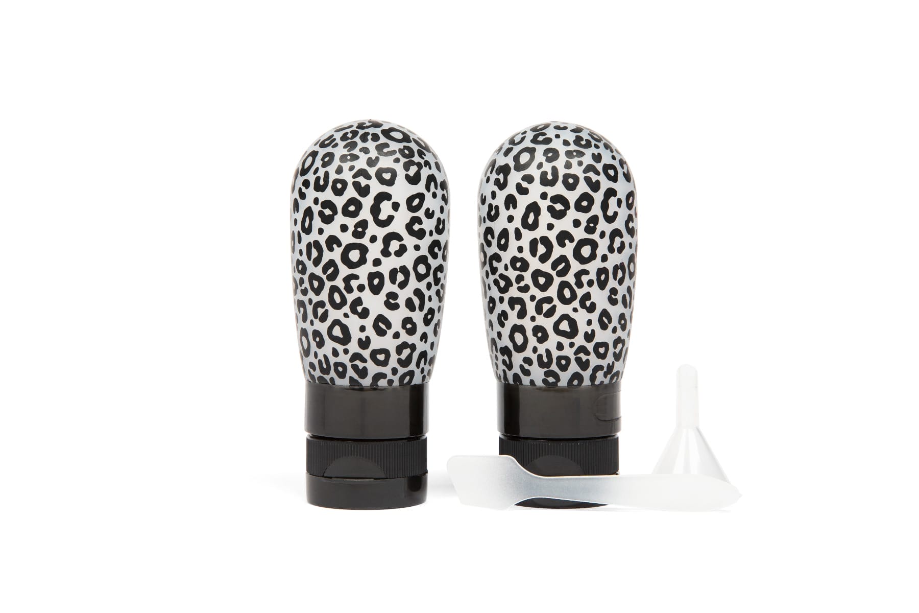 2PC 3OZ Black Leopard Silicone Travel Bottle Set