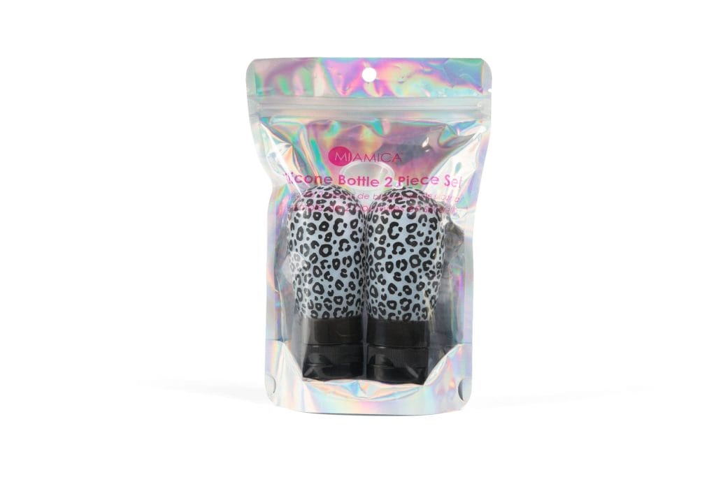 2PC 3OZ Black Leopard Silicone Travel Bottle Set