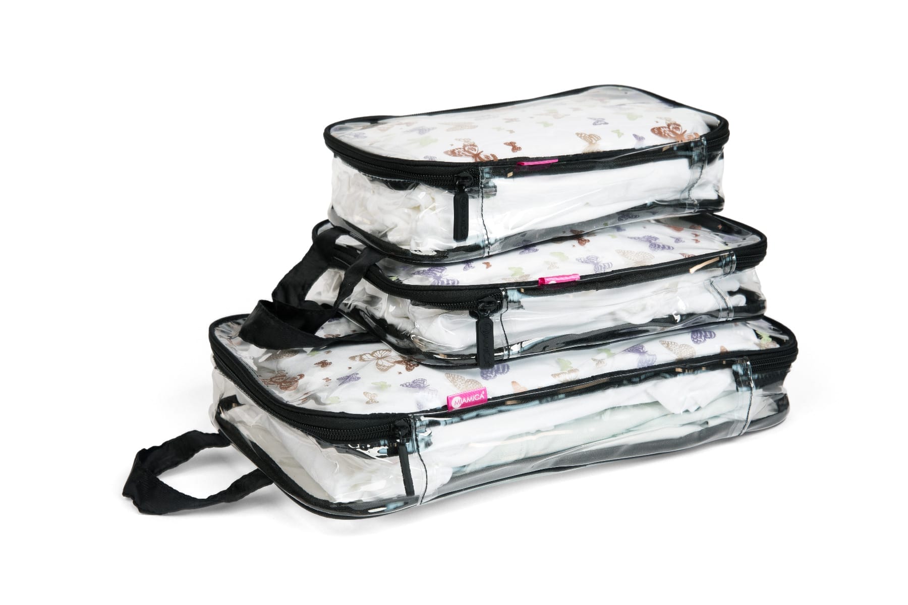 3PC Clear Packing Cubes - Metallic Butterflies