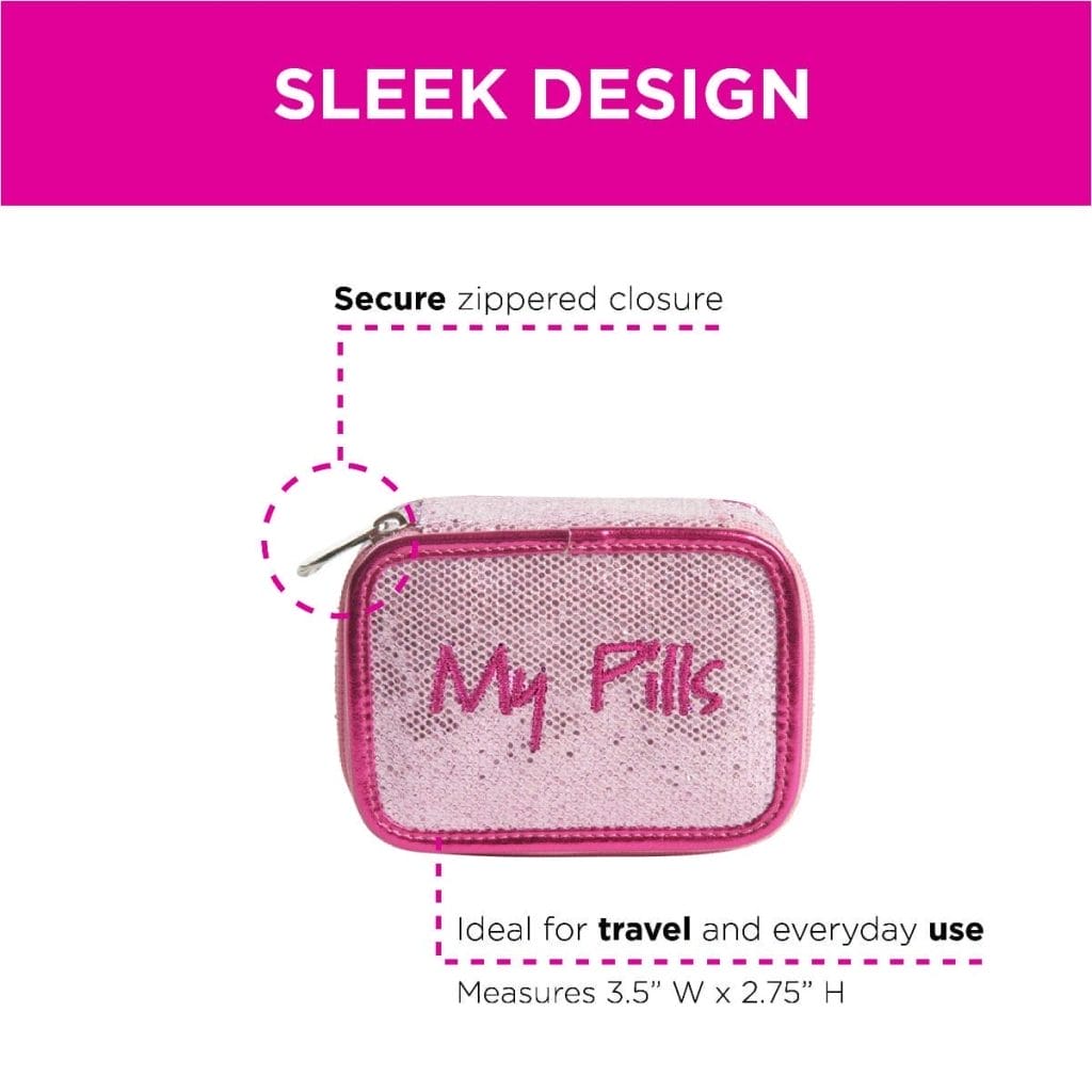 Pink Glitter Pill Case